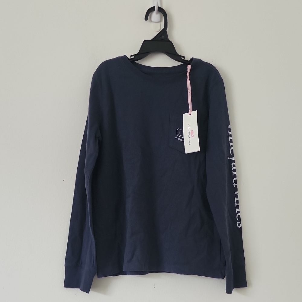 Vineyard Vines Girls Pullover Top Vintage Whales Print Navy Blue Size  Small